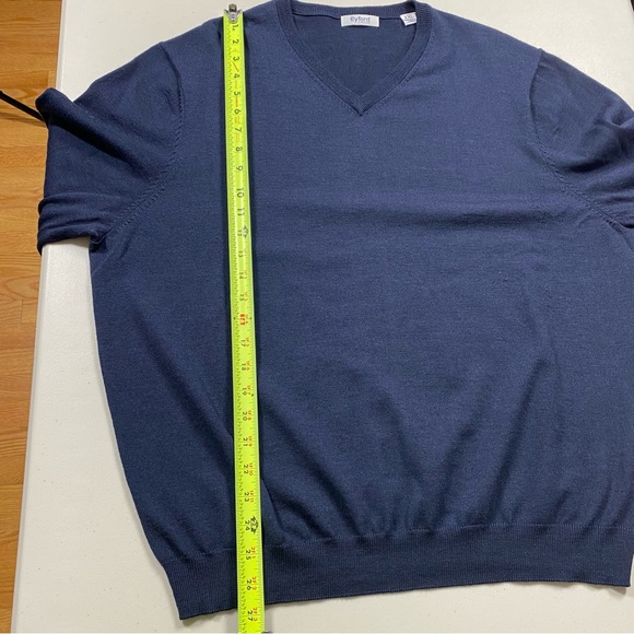 100% Merino Wool V-Neck Men's Navy Sweater Size XXL Byford London Very Good - Picture 6 of 11